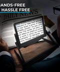 5X Large LED Page Magnifier With Detachable Stand Eye Care Anti Glare Lens used for reading newspaper with hands free stand.