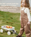 Child with Pula Mini First Wagon For Toddlers Four Wheel Baby Pull Toy Cart For Kiddo Ages 1 To 3 Indoor And Outdoor Push Walker Toy Must Have First Birthday Gift White