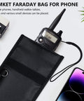 Two Pack Military Grade Faraday Bags For Cell Phones And Car Keys, Fireproof waterproof signal blocking pouch with phone and walkie-talkie