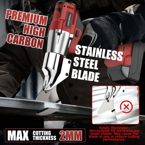 Cordless Metal Shear Tool Only For Pros, 18V Max Brushless Sheet Metal Cutter with 360 Degree Rotating Head, cutting stainless steel