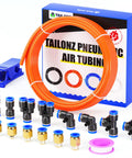 Orange 6mm OD 4mm ID Polyurethane PU Air Hose Tube Kit 10 Meter Length Flexible Pneumatic Hose with fittings and connectors.