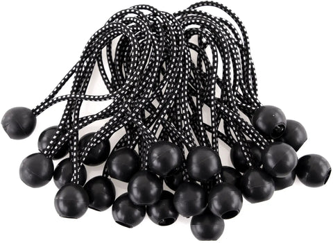 Heavy Duty Ball Bungee Cord Set 6 Inch With Nylon Ball Indoor Outdoor Tarp Tie Downs Secure And Organize Gear Black 25 Pack