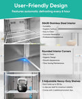 User-friendly design features of Top Shelf Heavy Duty Commercial Upright Freezer With Four Solid Doors And Slick Stainless Steel Construction 44.5 Cu Ft.