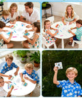 Children enjoying 24 Piece Summer Crafts Kit For Kids Ages 4 To 8, Ocean Theme Coloring Puzzles With Mermaid, Fish, Starfish, Crab And Shells