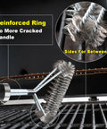 Wire And Helix 2 In 1 Grill Brush Grillin Safe And Efficient Grill Cleaning 18 Inch BBQ Cleaner in use on grill grates