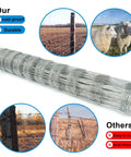 Heavy Duty Farm Fence 4Ft By 164Ft Galvanized Hog Wire Fence For Livestock Yard Cattle Sheep Goat Protection Zinc Coated 14 Gauge Steel Wire Twisted Weave Construction