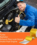 Mechanic using Two Rolls Aluminum Foil Tape Heat Shield Adhesive Reflective Barrier For High Temperature Protection in engine