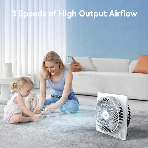 9 Inch Frameless Box Fan With 3 Speed Settings, Lightweight ABS Housing, ETL Listed, Compact Cooling For Bedroom and Office