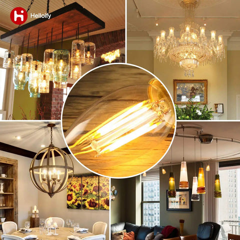 Dimmable Vintage LED Edison Candelabra Bulb 4 5W 60W Equivalent Warm White 2700K Clear Glass For Chandeliers And Sconces