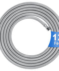 Refrigerator water line, 12 ft braided stainless steel with 1/4-inch compression fittings