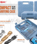 Your Go To Cordless Drill Set 50 Piece 12V Power Driver Kit With Rechargeable Battery In A Tough Toolbox Case open showing drill bits
