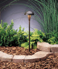 Eclipse 12V Path Light With One Bulb Included, No Fuss Outdoor Lighting, 18.5 Inches High By 4.5 Inches Wide, Textured Architectural Bronze For Wet Locations, Path And Spread Design installed in a garden path
