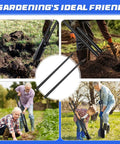 Collage showing 2 Pack 48 Inch Fiberglass Post Hole Digger Handles Replacement For 58 Inch Heavy Duty Hole Digger use in garden
