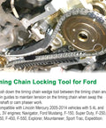 Ford 4.6L 5.4L 3V Engines Timing Belt Tool Set timing chain locking wedge in use