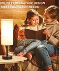 Bedroom Lamps Set Of 2 With 3 Color Modes And USB C And USB A Charging Ports on a table in cozy living room setting