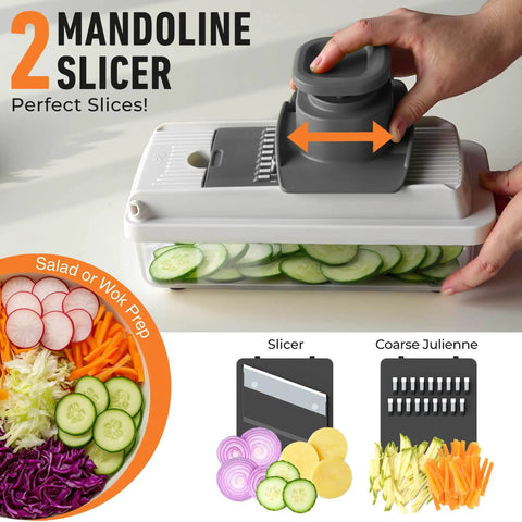 Using All In One Vegetable Chopper And Mandoline Slicer With Built In Catcher Cheese Grater Onion Cutter And Dicer Kitchen Gadget Set