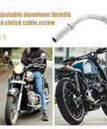 Upgrade Your Ride With This Badass Adjustable Aluminum Clutch Cable Adjuster Screw, showcasing silver aluminum design and motorcycle installation.