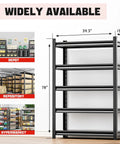 Beefy Heavy Duty 5 Shelf Garage Storage Rack For Home, Workshop And Utility Spaces, Tough Metal Shelving Unit Holds Up To 200 Lbs Per Shelf, 16 Inch Deep By 40 Inch Wide By 78 Inch High.