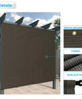 Pergola Canopy Replacement Cover Shade Cloth With Grommets And Weighted Rods For Outdoor UV Block Sun Shade Gazebo Backyard Deck Porch Balcony Brown 10x16 ft in use on pergola with close-up of grommets and fabric texture.