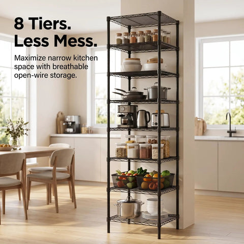 Heavy Duty 8 Tier Wire Shelving 18x18x78.8 Inches Adjustable Metal Storage Rack Built Legit Tough With Thickened Steel Tubes Super Sturdy For Any Home Or Office NSF Certified Black