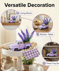 Charming Purple Lavender Truck Decor With Faux Bouquet For Home And Office Tables Tiered Trays Shelves Living Room Small Space Gift.