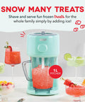 Score This Electric Shaved Ice And Slushy Maker For Instant Summer Vibes And Perfectly Fluffy Snow Cones with 1L pitcher and colorful icy treats.