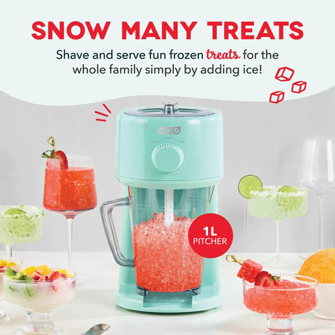 Score This Electric Shaved Ice And Slushy Maker For Instant Summer Vibes And Perfectly Fluffy Snow Cones with 1L pitcher and colorful icy treats.