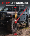 Beefy 60 Inch Heavy Duty Steel Farm Jack With 3 Ton Capacity lifting Jeep off-road, adjustable 6.1 to 53.15 inches