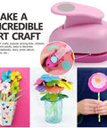 5 Piece Craft Hole Punch Set For Scrapbooking And Card Making, pink circle punch, DIY crafts, paper flowers in background