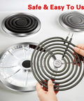 Installing 60 Pcs Disposable Aluminum Stove Burner Covers And Drip Pan Liners on electric stove burner.
