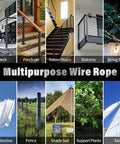 Black T316 Stainless Steel Cable for Railing, One Eighth Inch Wire Rope, 500 Feet Roll, Marine Grade Deck Cable Kit uses