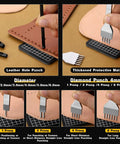 Image showing All In One Pro Grade Leather Stitching Hole Punch Tool Set with 4mm prong punches and thickened protective mat.