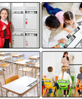 Students using 48 Pack Black White Painted Dots Classroom Name Plates Desk Name Tags For Kids Alphabet And Multiplication Desk Markers