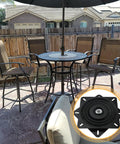 2 Pack 10 Inch Bar Stool Swivel Plate With 360 Degree Rotation, shown with patio bar chairs for seating compatibility