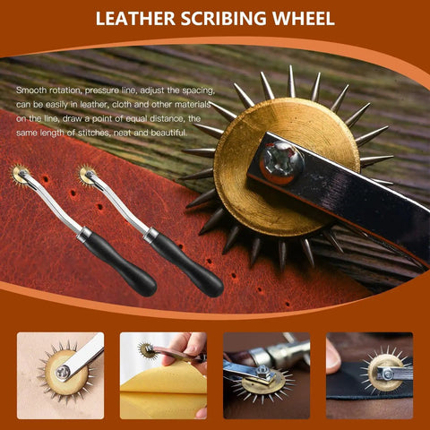 2X Scoring Tool For Box Maker Cardboard Score Wheel Pro Grade Box Cutter For DIY Packaging Easy Straight Line Scoring Portable Cardboard Scorer Create Custom Sized Boxes High Quality Construction leather scribbling wheel with spiked brass wheel and black handle for marking stitching lines on leather