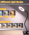 Clip On Led Desk Light With 48 LEDs, USB Powered, Three Color Modes And Ten Brightness Levels Per Mode, 360 Degree Flexible Gooseneck