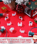 100 Pack C9 Magnetic Christmas Light Clips Heavy Duty Outdoor Clip Hooks For C9 Sockets Weatherproof Shatterproof displayed