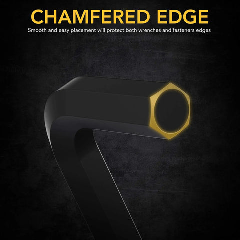 Close-up of chamfered edge on Beast Mode Pro Grade 35 Piece Long Arm Ball End Hex Key Set With 3 Pack Metric SAE And Star Torx Bits Industrial Grade S2 Alloy Steel Built For Big Torque And Lasting Durability On Demanding Jobs.