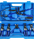 Weyleity 9-piece hose clamp pliers set in blue open case with long-reach pliers and assorted automotive pliers
