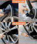 Close-up of tire and hub brushes from Orange Must Have All In One Car Detailing Kit With Storage Bag Pro Grade Microfiber Towels.