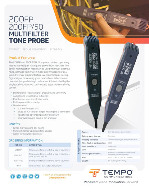 Pro Grade Multifilter Wire Tracer Probe With DSP Toner Flashlight Variable Gain 60Hz Power Hum Filter Premium Amplifier Cable Toner