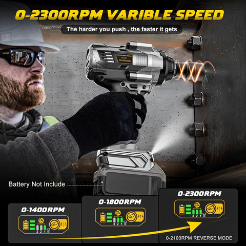 Bare Tool One Half Inch Cordless Impact Wrench, 1110 Ft-Lbs Brushless Motor, No Battery Or Sockets Included, close-up in use