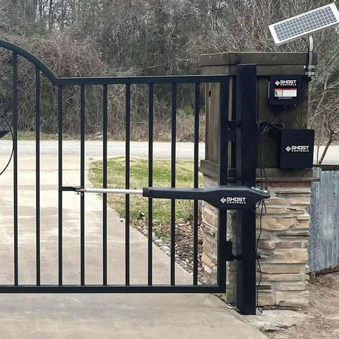 Solar Gate Opener Kit For Driveway Swing Gates Up To 20 Feet And 900 Pounds Heavy Duty DIY Install With Long Range Remote