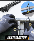 Installing 6 Ft By 50 Ft Black Fence Privacy Screen Cover Windscreen with brass grommets and cable zip ties included