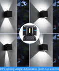 20W LED Sconce Up And Down Exterior Lighting For Porch Patio Hardwired No Photocells IP65 Waterproof Square 4.7 Inch Adjustable
