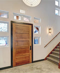 Interior view showing Two Note Wired Door Bell Chime Kit With Transformer And Surface Mount Lighted Push Button 16VAC 10VA White Easy Hardwired Doorbell System For Home Visits Deliveries And Nighttime Alerts installed above the door.