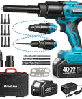 3 In 1 Cordless Rivet Nut Drill Gun with accessories, battery, and charger