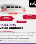 2-in-1 Smoke And Carbon Monoxide Detector With 10-Year Sealed Battery, RealAlerts Voice Guidance And LED Ring shown installed on ceiling