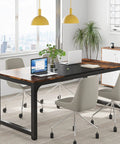 Massive 63-Inch Wide Computer Desk With 31.5-Inch Depth, A Big Home Office Table shown with laptops, chairs, in minimal office