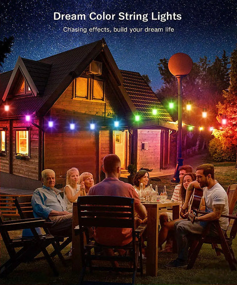 Lit Dream Color Outdoor LED String Lights 39 Ft 100 LEDs Waterproof App Controlled Color Changing Fairy Lights over patio